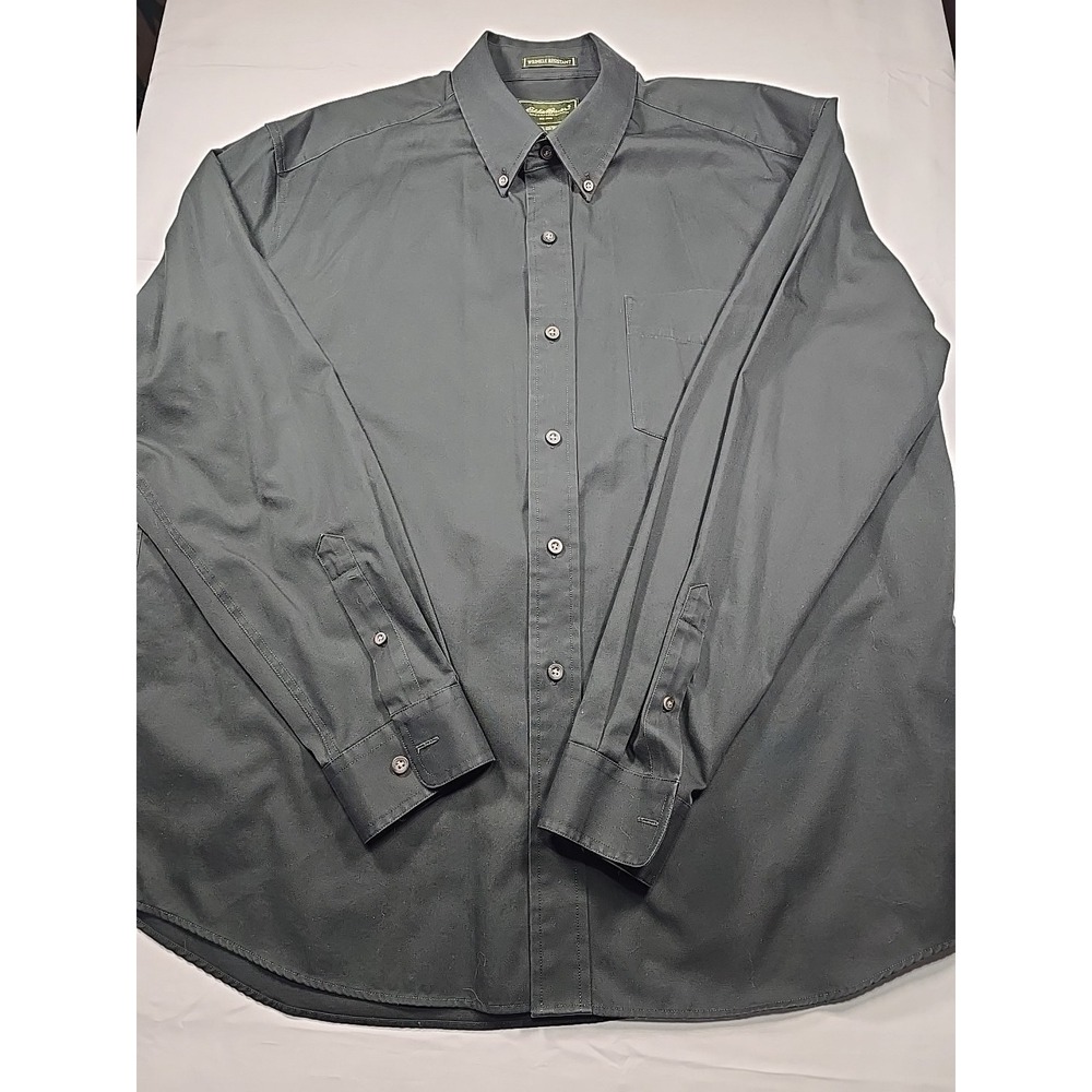 Eddie Bauer‎ Button Down Shirt Large Green Outdoor Casual Men's